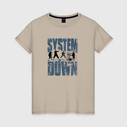 Футболка хлопковая женская System of a Down большое лого, цвет: миндальный