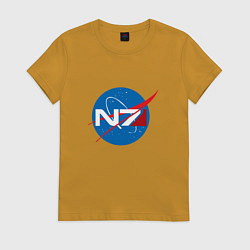 Футболка хлопковая женская NASA N7, цвет: горчичный