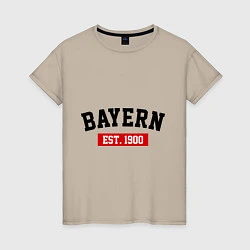 Футболка хлопковая женская FC Bayern Est. 1900, цвет: миндальный