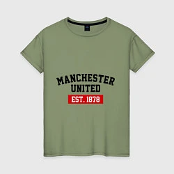 Футболка хлопковая женская FC Manchester United Est. 1878, цвет: авокадо