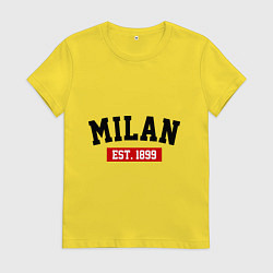 Футболка хлопковая женская FC Milan Est. 1899, цвет: желтый