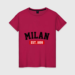 Футболка хлопковая женская FC Milan Est. 1899, цвет: маджента