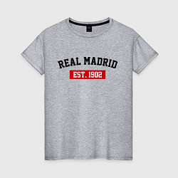 Футболка хлопковая женская FC Real Madrid Est. 1902, цвет: меланж