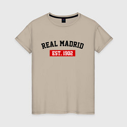 Футболка хлопковая женская FC Real Madrid Est. 1902, цвет: миндальный