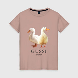 Футболка хлопковая женская GUSSI Ga-Ga, цвет: пыльно-розовый