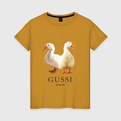Футболка хлопковая женская GUSSI Ga-Ga, цвет: горчичный