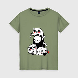 Футболка хлопковая женская CAT GOT YOUR SOUL, цвет: авокадо