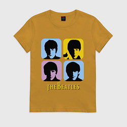 Футболка хлопковая женская The Beatles: pop-art, цвет: горчичный