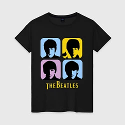 Футболка хлопковая женская The Beatles: pop-art, цвет: черный