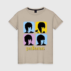 Футболка хлопковая женская The Beatles: pop-art, цвет: миндальный