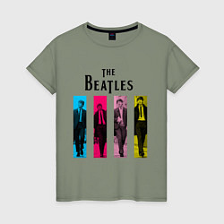 Футболка хлопковая женская Walking Beatles, цвет: авокадо