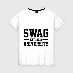 Футболка хлопковая женская Swag University, цвет: белый