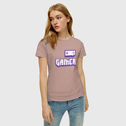 Футболка хлопковая женская Twitch Gamer, цвет: пыльно-розовый — фото 2