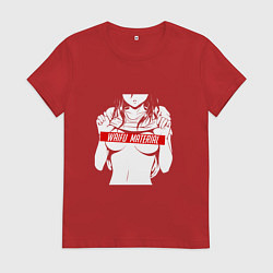 Футболка хлопковая женская WAIFU MATERIAL, цвет: красный