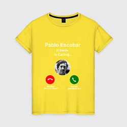 Футболка хлопковая женская Escobar is calling, цвет: желтый