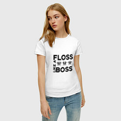 Футболка хлопковая женская Floss like a boss, цвет: белый — фото 2