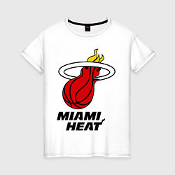 Футболка хлопковая женская Miami Heat-logo, цвет: белый