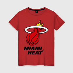 Футболка хлопковая женская Miami Heat-logo, цвет: красный