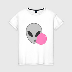 Футболка хлопковая женская Инопланетная жвачка, цвет: белый