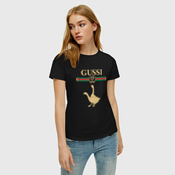 Футболка хлопковая женская GUSSI Fashion, цвет: черный — фото 2