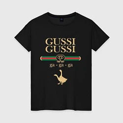 Футболка хлопковая женская GUSSI GUSSI Fashion, цвет: черный