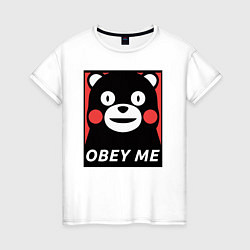 Футболка хлопковая женская Kumamon: Obey Me, цвет: белый