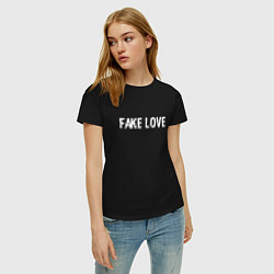 Футболка хлопковая женская FAKE LOVE, цвет: черный — фото 2