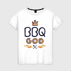 Футболка хлопковая женская BBQ God, цвет: белый