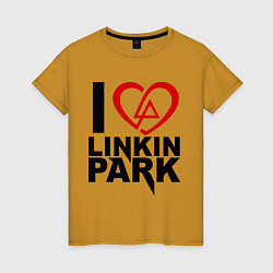 Футболка хлопковая женская I love Linkin Park, цвет: горчичный