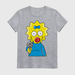 Футболка хлопковая женская Мэгги с револьвером, цвет: меланж