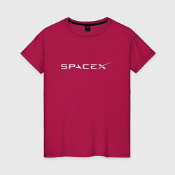 Футболка хлопковая женская SpaceX, цвет: маджента
