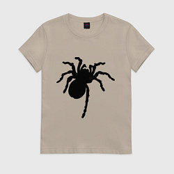Футболка хлопковая женская Черный паук, цвет: миндальный
