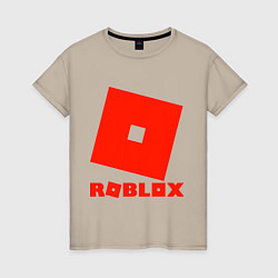 Футболка хлопковая женская Roblox Logo, цвет: миндальный