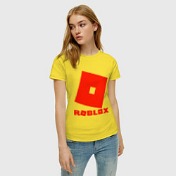 Футболка хлопковая женская Roblox Logo, цвет: желтый — фото 2