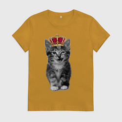 Футболка хлопковая женская Meow kitten, цвет: горчичный