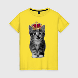 Футболка хлопковая женская Meow kitten, цвет: желтый