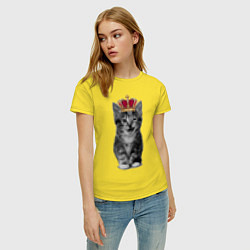 Футболка хлопковая женская Meow kitten, цвет: желтый — фото 2