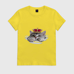 Футболка хлопковая женская Pretty kitten, цвет: желтый