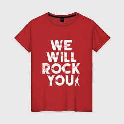 Футболка хлопковая женская We Wil Rock You, цвет: красный