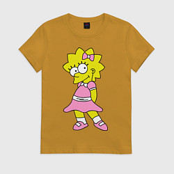 Футболка хлопковая женская Лиза милашка, цвет: горчичный
