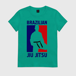 Футболка хлопковая женская Brazilian Jiu jitsu, цвет: зеленый