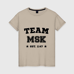 Футболка хлопковая женская Team MSK est. 1147, цвет: миндальный