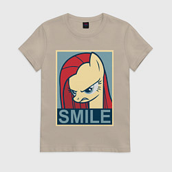 Футболка хлопковая женская MLP: Smile, цвет: миндальный
