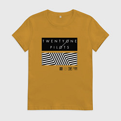 Футболка хлопковая женская TOP: Geometry, цвет: горчичный