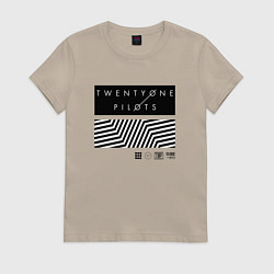 Футболка хлопковая женская TOP: Geometry, цвет: миндальный