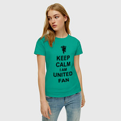 Футболка хлопковая женская Keep Calm & United fan, цвет: зеленый — фото 2