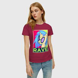 Футболка хлопковая женская DJ Pon-3 RAVE, цвет: маджента — фото 2