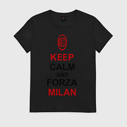 Футболка хлопковая женская Keep Calm & Forza Milan, цвет: черный