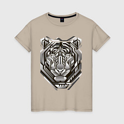 Футболка хлопковая женская Geometric tiger, цвет: миндальный