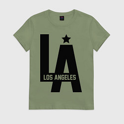 Футболка хлопковая женская Los Angeles Star, цвет: авокадо